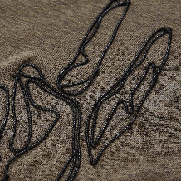 John Varvatos Men's Peace Sign Stitched Cording Linen SS Crew T-Shirt Teakwood - Picture 2 of 6